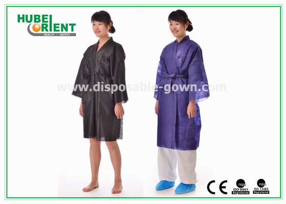 Disposable Spa Robes Nonwoven Material Made PP Kimono , Black / Purple