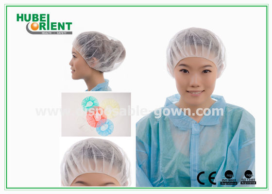 Soft PP Non Woven disposable bouffant caps , White bouffant hair nets