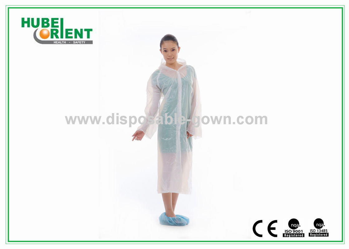 White Disposable Use Waterproof PE Visitor Coat 125x150cm for factoy/workshop/garden