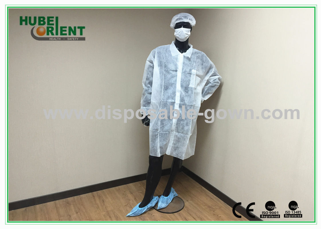 Medical Non-Woven Disposable Lab Coats/Lab Coat For Workers With White Or Blue Color
