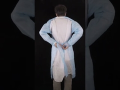 การใช้ในโรงพยาบาล/คลินิก เสื้อผ้าป้องกัน CPE ครั้งเดียว พร้อมผ้าพันคอนิ้วมือ