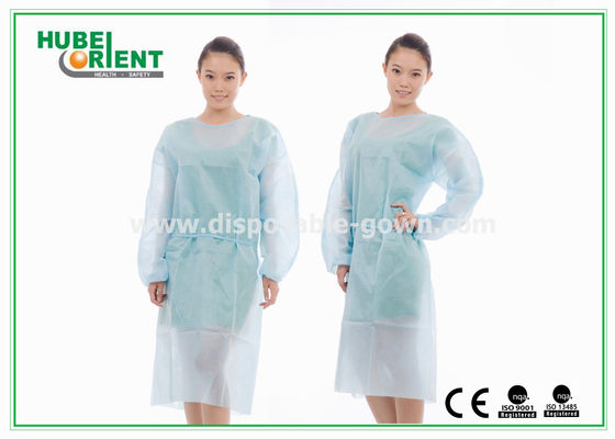 Non Irritating PP PE Disposable Medical Isolation Gown With Elastic Wrist