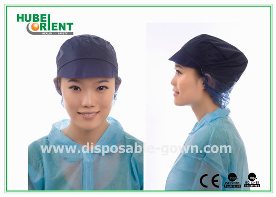 Non Woven White Snood Disposable Head Cap With Peak / Hairnet with Size  Customized