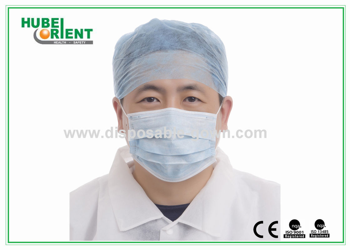 20 - 40 Gsm PP SMS Doctor Disposable Head Cap Elastic At Back For Medical Situation